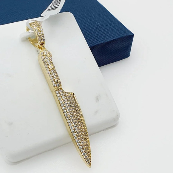 14K Gold Plated Cubic Zircon Pendant, INUS1BR255 - Picture 3 of 11